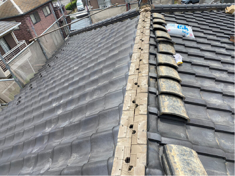 千葉市の屋根修理の施工中の様子