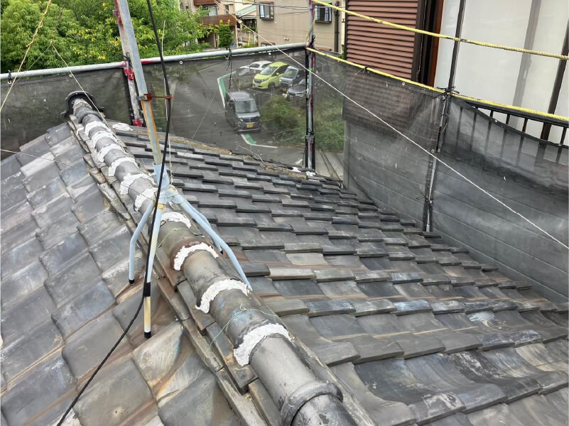 江戸川区の屋根葺き替え工事の施工前の様子