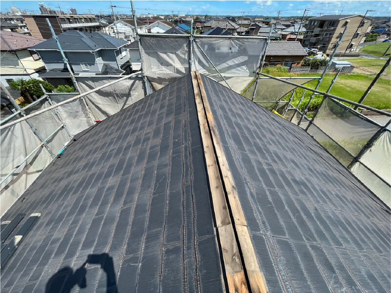 市原市の屋根修理の棟板金の撤去