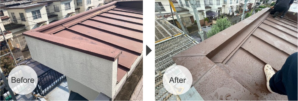 八千代市の屋根葺き替え工事のビフォーアフター